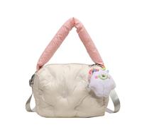 CORIOS Damen Gepolsterte Gesteppte Handtasche Puffer Schultertasche Stepptasche Umhängetasche Nylon Henkeltasche Stoffbeutel Elegant Tote Beutel Tragetasche Messenger-Tasche Boston Tasche Beige