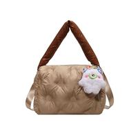 CORIOS Damen Gepolsterte Gesteppte Handtasche Puffer Schultertasche Stepptasche Umhängetasche Nylon Henkeltasche Stoffbeutel Elegant Tote Beutel Tragetasche Messenger-Tasche Boston Tasche Khaki