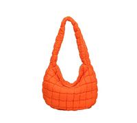 CORIOS Damen Gepolsterte Gesteppte Schultertasche Puffer Handtasche Stepptasche Gross Nylon Henkeltasche Stoffbeutel Elegant Tote Beutel Leichtgewicht Tragetasche für Büro Arbeit Geschäft Reise Orange