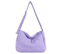 CORIOS Damen Gepolsterte Gesteppte Umhängetasche Puffer Schultertasche Stepptasche Nylon Handtasche Gross Henkeltasche Stoffbeutel Elegant Tote Beutel Leichtgewicht Arbeit Reisen Tragetasche Lila