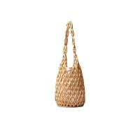 CORIOS Damen Gewebte Handtasche Holz Perlen Henkeltaschen Openwork Tragetasche Retro Eimer Taschen Böhmische Tote Beutel Sommer Strand Tasche Gestrickte Tasche für Reise Urlaub Strand Gelb