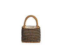CORIOS Damen Gewebte Handtasche Openwork Tragetasche Holz Perlen Henkeltaschen Böhmische Tote Beutel Retro Eimer Taschen Sommer Strand Tasche Reise Urlaub Strand Gestrickte Tasche Kaffee