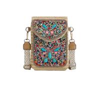 CORIOS Damen Gewebte Tasche Handgefertigte Strohtasche Böhmische Handtasche Sommer Strandtaschen Handgewebt Basttasche Kleine Schultertasche Umhängetasche Retro Tote Beutel Handytasche Mehrfarbig A