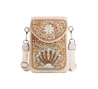 CORIOS Damen Gewebte Tasche Handgefertigte Strohtasche Böhmische Handtasche Sommer Strandtaschen Handgewebt Basttasche Kleine Schultertasche Umhängetasche Retro Tote Beutel Handytasche Mehrfarbig E