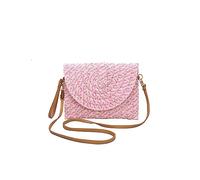 CORIOS Damen Gewebte Tasche Sommer Strandtaschen Handgefertigte Strohtasche Böhmische Tote Beutel Frauen Handtasche Handgewebt Basttasche Retro Schultertasche für Reise Urlaub Strand Rosa