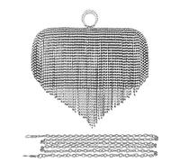 CORIOS Damen Glitzer Clutch Strass Fransen Abendtasche Strass Fransen Abendtasche Braut Handtasche Abnehmbarer Kette Umhängetasche Schultertasche für Hochzeit Abendparty Tanzparty Schwarz