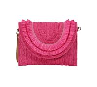 CORIOS Damen Handgefertigte Strohtasche Gewebte Tasche Sommer Strandtaschen Handgewebt Basttasche Böhmische Tote Beutel Umhängetasche mit Quaste Retro Schultertasche Frauen Handtasche Rosarot