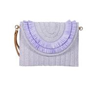 CORIOS Damen Handgefertigte Strohtasche Gewebte Tasche Sommer Strandtaschen Handgewebt Basttasche Böhmische Tote Beutel Umhängetasche mit Quaste Retro Schultertasche Frauen Handtasche Violett