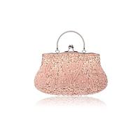 CORIOS Damen Handgemachte Perle Handtasche Floral Abendtasche Vintage Clutch Tasche Elegante Schultertasche Klein Tasche Kette Umhängetasche Hochzeit Bankett-Party Abschlussball Tasche Champagner
