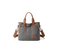 CORIOS Damen Handtasche Canvas Schultertasche Casual Umhängetasche Mittlere Kapazität Tragetasche Mode Tote Beutel Multifunktionale Henkeltaschen für Alltag Arbeit Reise Shopper Grau
