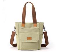 CORIOS Damen Handtasche Canvas Schultertasche Umhängetasche Casual Henkeltaschen Tote Beutel Groß Tragetasche Hobo Tasche für Arbeit Schule Shopper Reise Alltag Khaki