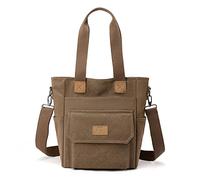 CORIOS Damen Handtasche Canvas Schultertasche Umhängetasche Casual Henkeltaschen Tote Beutel Groß Tragetasche Hobo Tasche für Arbeit Schule Shopper Reise Alltag Braun