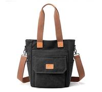 CORIOS Damen Handtasche Canvas Schultertasche Umhängetasche Casual Henkeltaschen Tote Beutel Groß Tragetasche Hobo Tasche für Arbeit Schule Shopper Reise Alltag Schwarz