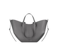 CORIOS Damen Handtasche Flügeltasche Cyme Rindsleder Schultertaschen Eimer Taschen Große Kapazität Tragetasche Elegant Tote Beutel Henkeltaschen 2pcs für Reise Arbeit Shopper Alltag Silbergrau L