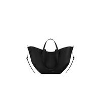 CORIOS Damen Handtasche Flügeltasche Cyme Rindsleder Schultertaschen Eimer Taschen Große Tragetasche Elegant Tote Beutel Henkeltaschen 2pcs für Reise Arbeit Shopper Alltag Schwarz mit Weißer Linie S