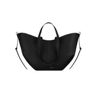 CORIOS Damen Handtasche Flügeltasche Cyme Rindsleder Schultertaschen Eimer Taschen Große Tragetasche Elegant Tote Beutel Henkeltaschen 2pcs für Reise Arbeit Shopper Alltag Schwarz mit Weißer Linie L