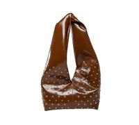 CORIOS Damen Handtasche PU Leder Schultertasche Unterarmtasche mit Nieten-Design Stylische Tragetasche Henkeltaschen mit mittlerer Kapazität Tote Beutel für Arbeiten Einkaufen Reisen Braun