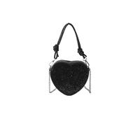 CORIOS Damen Herzform Abendtasche Strass Clutch Tasche Abnehmbarer Kette Handtasche Glitzer Schultertasche Elegant Umhängetasche Klein Tasche für Abendparty Hochzeit Schwarz