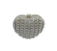 CORIOS Damen Herzform Abendtasche Strass Clutch Tasche Abnehmbarer Kette Handtasche Klein Tasche Glitzer Schultertasche Elegant Umhängetasche für Abendparty Hochzeit Tanzparty Geburtstag Silber