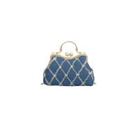 CORIOS Damen Jeans Abendtasche Strass Clutch Hochzeit Brautbörse Handtasche Perle Klein Tasche Glänzend Diamant Schultertasche Elegante Kette Umhängetasche Dunkelblau