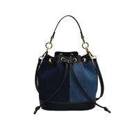 CORIOS Damen Jeans Eimer Tasche Patchwork Handtasche Schultertasche Umhängetasche mit Kordelzug Retro Denim Tragetasche Kleine Tote Beutel Henkeltaschen für Shopper Reise Arbeit Alltag Dunkelblau