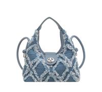 CORIOS Damen Jeans Handtasche Mode Gesteppte Schultertasche Klein Tragetasche Leichtgewicht Henkeltaschen Casual Umhängetasche Multifunktionale Tote Beutel für Shopper Reise Arbeit Alltag Blau