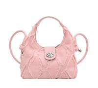 CORIOS Damen Jeans Handtasche Mode Gesteppte Schultertasche Klein Tragetasche Leichtgewicht Henkeltaschen Casual Umhängetasche Multifunktionale Tote Beutel für Shopper Reise Arbeit Alltag Rosa