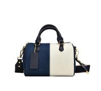 CORIOS Damen Jeans Handtasche Retro Boston Tasche Patchwork Schultertasche Umhängetasche Elegant Henkeltaschen Klein Tragetasche Multifunktionale Tote Beutel Blau und Weiß
