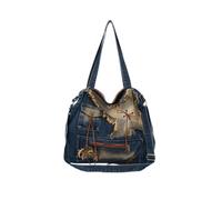 CORIOS Damen Jeans Umhängetasche Große Handtasche Leichtgewicht Schultertasche Casual Tragetasche Retro Henkeltaschen Multifunktionale Tote Beutel für Shopper Reise Arbeit Alltag Blau
