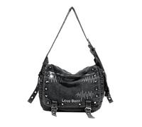 CORIOS Damen Jeans Umhängetasche Große Handtasche Leichtgewicht Schultertasche Retro Henkeltaschen Casual Tragetasche Multifunktionale Tote Beutel für Shopper Reise Arbeit Alltag Schwarz