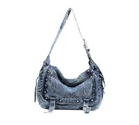 CORIOS Damen Jeans Umhängetasche Große Handtasche Leichtgewicht Schultertasche Retro Henkeltaschen Casual Tragetasche Multifunktionale Tote Beutel für Shopper Reise Arbeit Alltag Blau