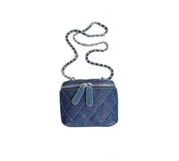 CORIOS Damen Jeans Umhängetasche Mini-Quadratische Tasche Retro Schultertasche Handtasche Henkeltaschen Tragetasche mit Gestepptem Design Tote Beutel Eimer Taschen mit Kettenriemen Dunkelblau
