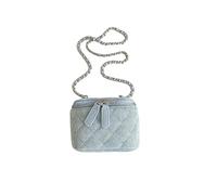 CORIOS Damen Jeans Umhängetasche Mini-Quadratische Tasche Retro Schultertasche Handtasche Henkeltaschen Tragetasche mit Gestepptem Design Tote Beutel Eimer Taschen mit Kettenriemen Hellblau
