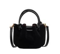 CORIOS Damen Kordelzug Eimer Taschen PU Leder Schultertaschen Wasserdicht Umhängetaschen Kleine Kapazität Handtasche Mode Tote Beutel Tragetasche Elegant Henkeltaschen Messenger-Tasche Schwarz