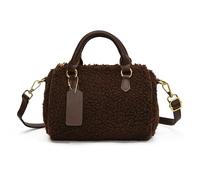 CORIOS Damen Lammwolle Handtasche Flauschige Tasche Plüsch Schultertasche Niedlich Flauschige Umhängetaschen Tote Beutel Elegant Tragetasche Messenger-Tasche Frauen Henkeltaschen Boston Tasche Kaffee