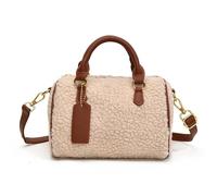 CORIOS Damen Lammwolle Handtasche Flauschige Tasche Plüsch Schultertasche Niedlich Flauschige Umhängetaschen Tote Beutel Elegant Tragetasche Messenger-Tasche Frauen Henkeltaschen Boston Tasche Braun