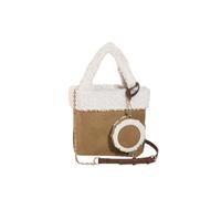 CORIOS Damen Lammwolle Schultertasche Plüsch Handtasche Klein Tragetasche Wildleder Tote Beutel Kunstfell Flauschige Henkeltaschen Retro Arbeit Reise Shopper Umhängetasche 2pcs Khaki