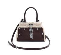 CORIOS Damen Lammwolle Schultertasche Wildleder Handtasche Plüsch Tote Beutel Klein Tragetasche Kunstfell Flauschige Henkeltaschen Retro Umhängetasche für Reise Shopper Arbeit Kaffee