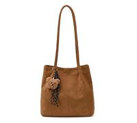 CORIOS Damen Mode Leopardenmuster Schultertasche Handtasche mit Süßer Bäranhänger Wildleder Henkeltasche Große Kapazität Tote Beutel Frauen Tragetasche für Alltag Einkaufen Reisen Arbeiten Braun