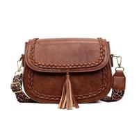 CORIOS Damen Mode Umhängetasche Schultertasche mit Exquisites Geflechtmuster PU Leder Handtasche Mittlere Henkeltasche Elegant Tragetasche Tote Beutel für Reisen Büro Einkaufen Arbeit Gelbbraun