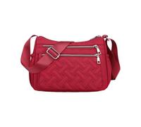 CORIOS Damen Nylon Schultertasche Umhängetasche mit Gesteppter Struktur Mehrfachtaschen Design Handtasche Ultraleicht Tote Beutel Tragetasche Messenger Bag mit Verstellbarer Schultergurt Weinrot