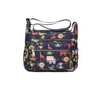 CORIOS Damen Nylon Umhängetasche Bohemian Style Schultertasche mit Print Verstellbarer Schultergurt Handtasche Mehrfachfächer Henkeltasche Boho Tragetasche für Urlaub Reise Strand Cartoon Tiere