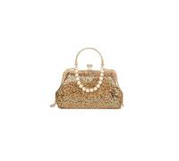 CORIOS Damen Pailletten Abendtasche Handgemachte Perle Clutch Tasche Hochzeit Brautbörse Handtasche Elegante Schultertasche Vintage Kette Umhängetasche Portemonnaie Tasche Gold