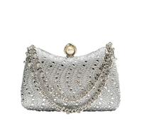CORIOS Damen Pailletten Abendtasche Strasssteine Schultertasche Glitzer Strass Clutch Tasche Hochzeit Brautbörse Handtasche Funkelnd Diamant Schultertasche Kettentasche Umhängetasche Silber