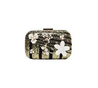 CORIOS Damen Pailletten Clutch Tasche Blume Abendtasche Diamant Handtasche Perlen Klein Tasche Hochzeit Brautbörse Kette Schultertasche Elegante Umhängetasche Geldbörse Portemonnaie Tasche Gold