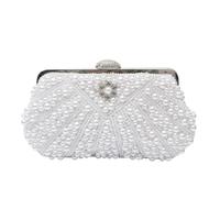 CORIOS Damen Perlen Abendtasche Luxus Clutch Tasche Elegante Handtasche Hochzeit Brautbörse Portemonnaie Tasche Kette Schultertasche Retro Umhängetasche für Geldbörse Abendparty Weiß