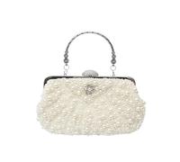 CORIOS Damen Perlen Abendtasche Luxus Clutch Tasche Elegante Handtasche Hochzeit Brautbörse Portemonnaie Tasche Kette Schultertasche Retro Umhängetasche für Geldbörse Abendparty Beige