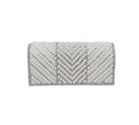 CORIOS Damen Perlen Abendtasche Luxus Strass Clutch Elegante Handtasche Hochzeit Brautbörse Portemonnaie Tasche Kette Schultertasche Retro Umhängetasche für Abschlussball Bankett Party Silber