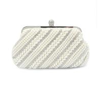 CORIOS Damen Perlen Abendtasche Luxus Strass Clutch Tasche Hochzeit Brautbörse Diamant Portemonnaie Tasche Elegante Handtasche Kette Schultertasche Abendparty Geldbörse Umhängetasche Beige