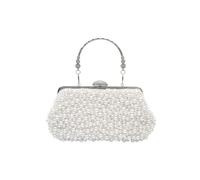CORIOS Damen Perlen Clutch Tasche Luxus Abendtasche Hochzeit Brautbörse Elegante Handtasche Kette Schultertasche Portemonnaie Tasche Retro Umhängetasche für Geldbörse Abendparty Weiß